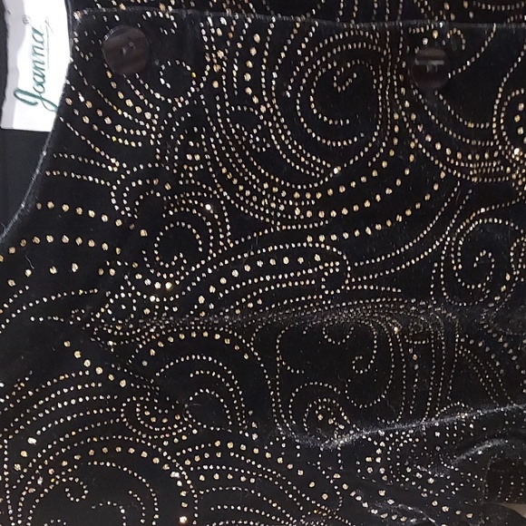 Beautiful Vintage Cropped Party Jacket Black with Gold Flowing Pattern SIze Med. - Picture 2 of 8